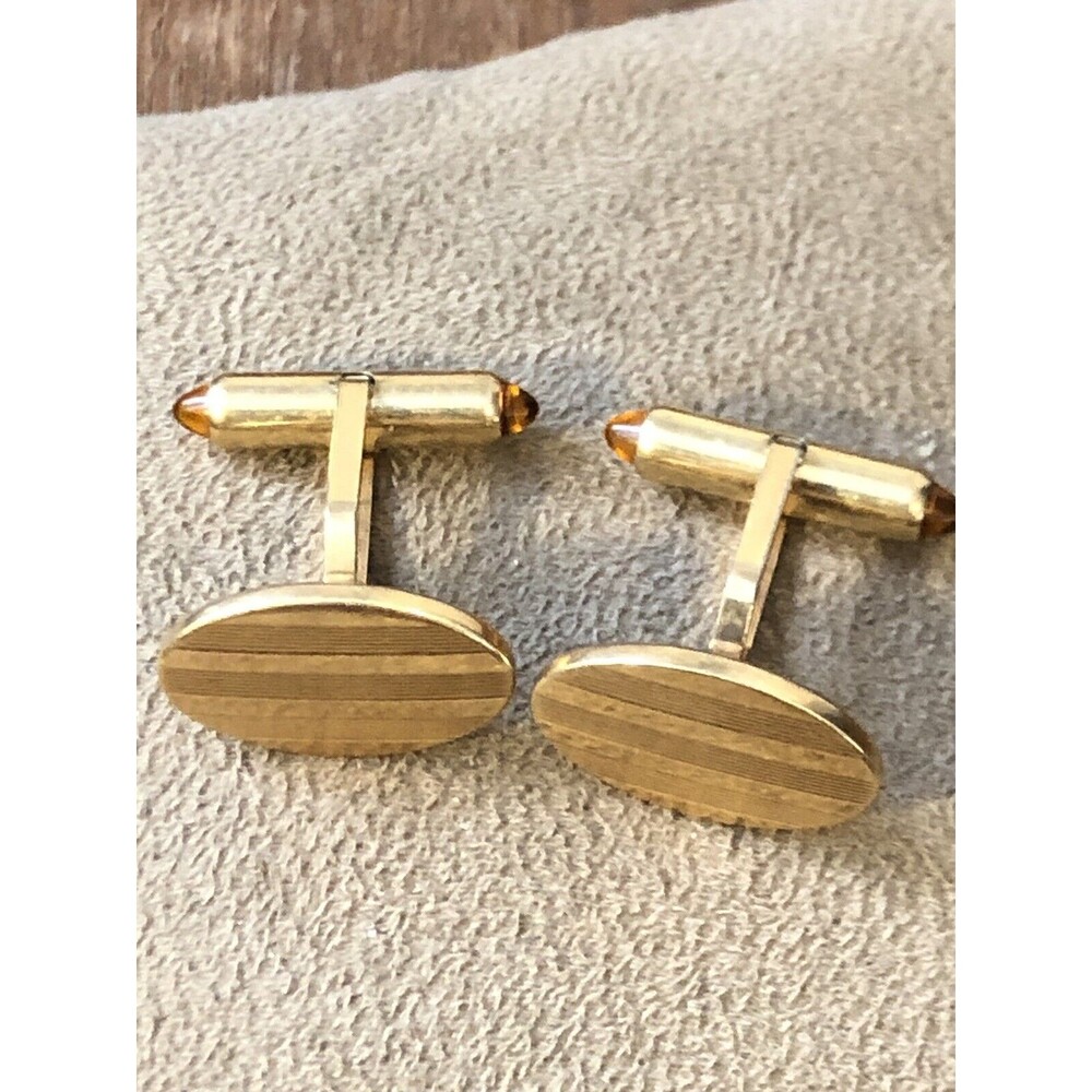 Stunning Vintage Mid Century Krementz Polished Oval 14k gold overlay  cufflinks